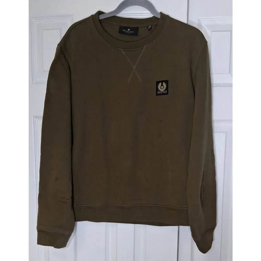 Belstaff mens medium army green sweatshirt pullover longsleeve